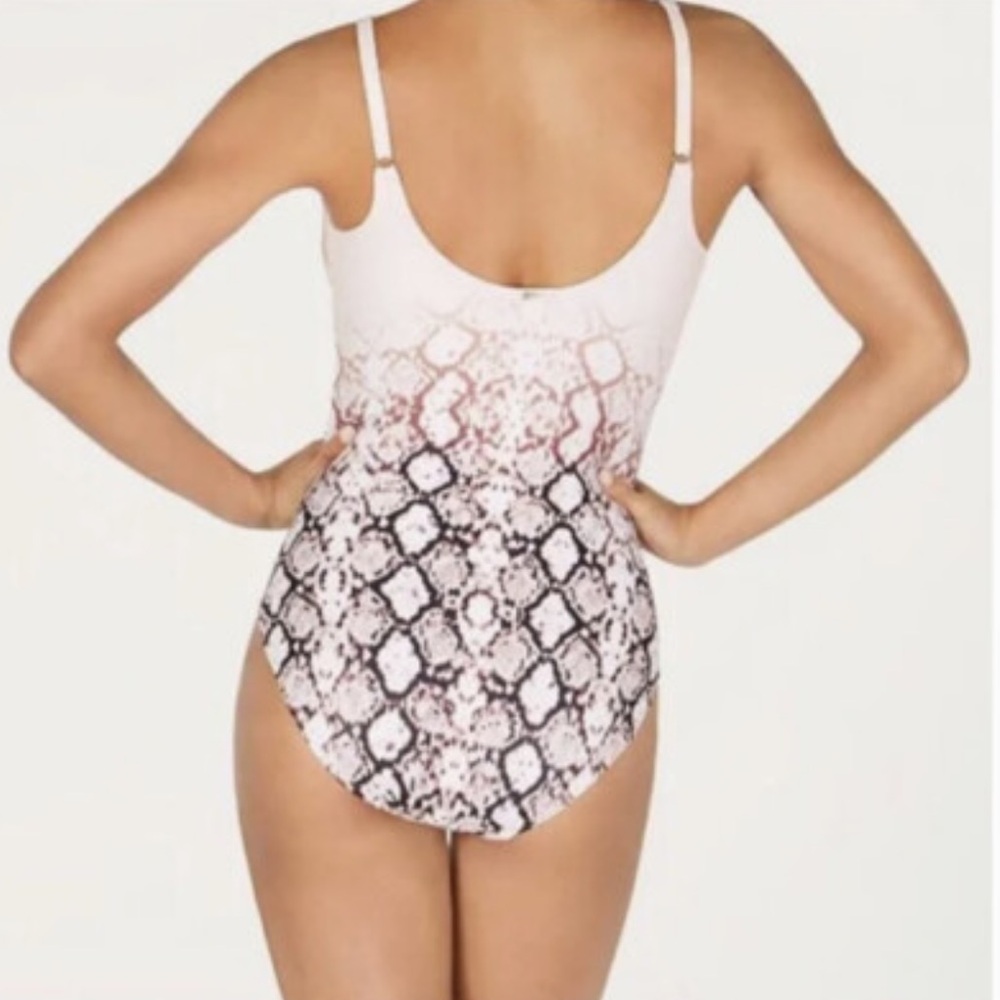 CALVIN KLEIN Snakeskin Python Ombré Wrap One Piece Swimsuit 8 - Picture 2 of 13